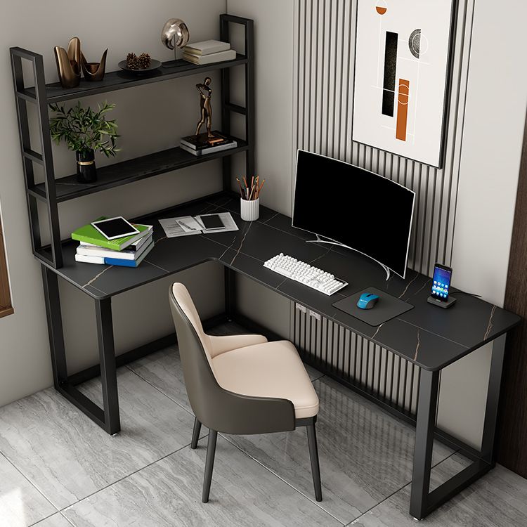 Scrivania per uffici a forma di L in stile moderno Sinterita scritta in pietra senza scaffale