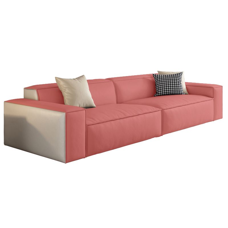 Contemporary White Cushions Square Arm Living Room Genuine Leather Seating Clearhalo 'furn' 'furn_sofas' 'Furniture' 'Living Room Furniture' 'Sofa' 'sofas' 1200x1200_4e4a451a-6eb4-4f51-b4b3-079073e7953c