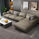 Contemporary Pillow Back Sectional with Recessed Arms for 4 People