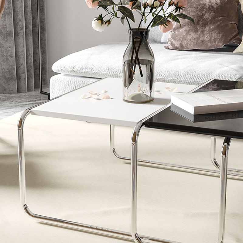 Sled 2 Nesting Coffee Table Modern Glass Coffee Table in Black and White Clearhalo 'Coffee & Accent Tables' 'Coffee Tables' 'coffee_tables' 'furn' 'furn_coffee_tables' 'Furniture' 'furniture_coffee_tables' 'Living Room Furniture' 1200x1200_4e4e8382-a68a-4892-96db-cb5d59e262e3