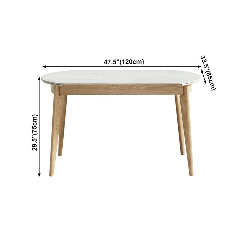 Round Contemporary Dining Room Table White Sintered Stone Table with 4 Ash Solid Wood Legs Clearhalo ' dining_table' 'Dining Tables & Seating' 'Dining Tables' 'furn' 'furn_dining_table' 'Furniture' 'furniture_dining_table' 'Kitchen & Dining Furniture' 'kitchen&dining_furn' 'kitchen' 'kitchen_dining_table' 1200x1200_4e4eb469-f7da-436d-975f-5f42c94b43d7
