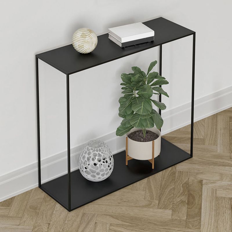 Modern Rectangular Console Table Metal Console Sofa Table in Black