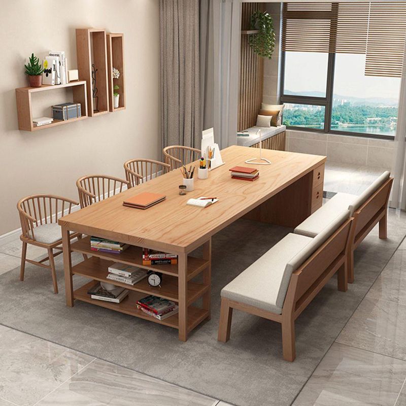 Contemporary Pine Office Desk Drawers Included Writing Desk for Office Clearhalo 'furn' 'furn_office_desk' 'Furniture' 'Office Desks' 'Office Furniture' 'office_desk' 1200x1200_4e4f51b1-1f5a-4e69-a881-beaed07f0eb9