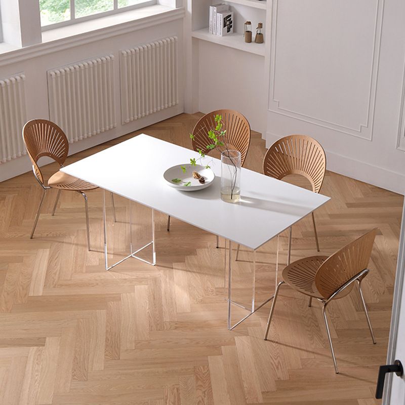 Industrial Dining Room Table Rectangle Stone Dinette Table in White Clearhalo 'Dining Tables & Seating' 'Dining Tables' 'dining_table' 'furn' 'furn_dining_table' 'Furniture' 'Kitchen & Dining Furniture' 1200x1200_4e50cb3d-fb13-410d-8c10-6b020b0094bb