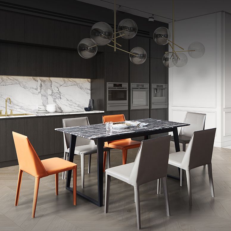 Designer Style Solid Back Chair Home Leather Matte Finish Dining Chair Clearhalo 'Dining Chairs' 'Dining Tables & Seating' 'dining_chair' 'furn' 'furn_dining_chair' 'Furniture' 'Kitchen & Dining Furniture' 1200x1200_4e535138-86f1-4861-b145-7d1b12f243c8