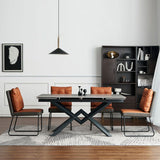 Upholstered Armless Dining Chairs Solid Back Leather Side Chairs with Metal Legs Clearhalo ' kitchen&dining_furn' 'Dining Chairs' 'Dining Tables & Seating' 'dining_chair' 'furn' 'furn_dining_chair' 'Furniture' 'furniture_dining_chair' 'Kitchen & Dining Furniture' 'kitchen' 1200x1200_4e53c045-6b35-490c-9b5c-1c311db96503