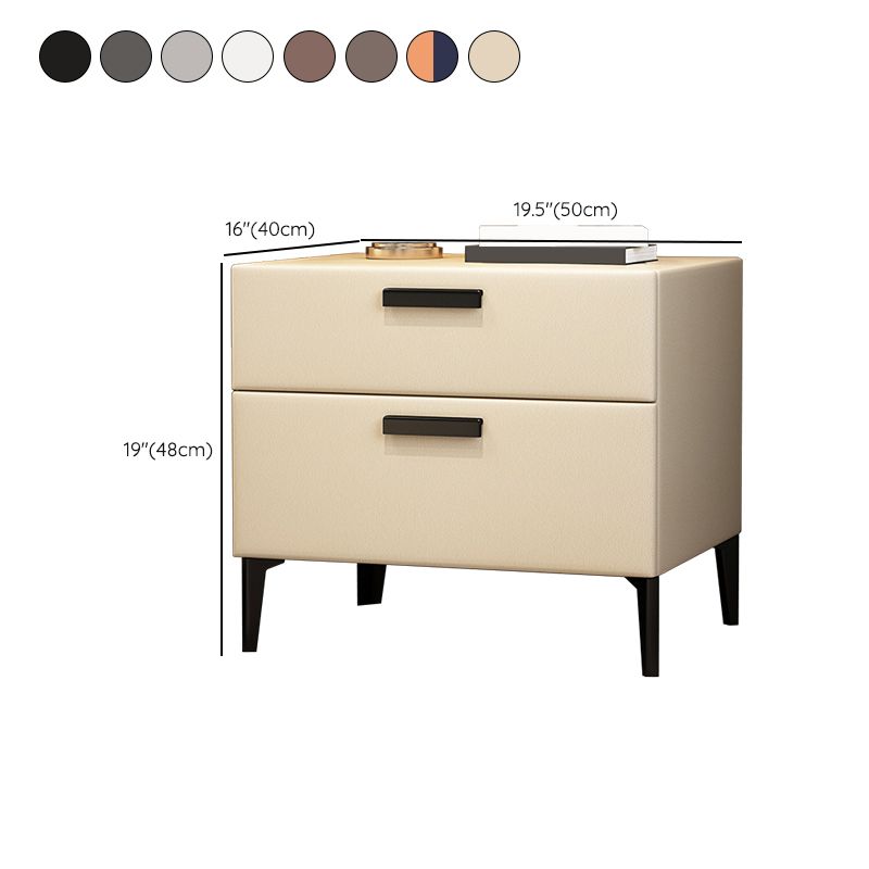 Mesa moderna de la noche de madera maciza Mesa de mesa con 2 cajones