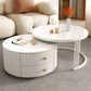 Contemporary Round Coffee Table 2-Piece Coffee or End Table in White and Grey