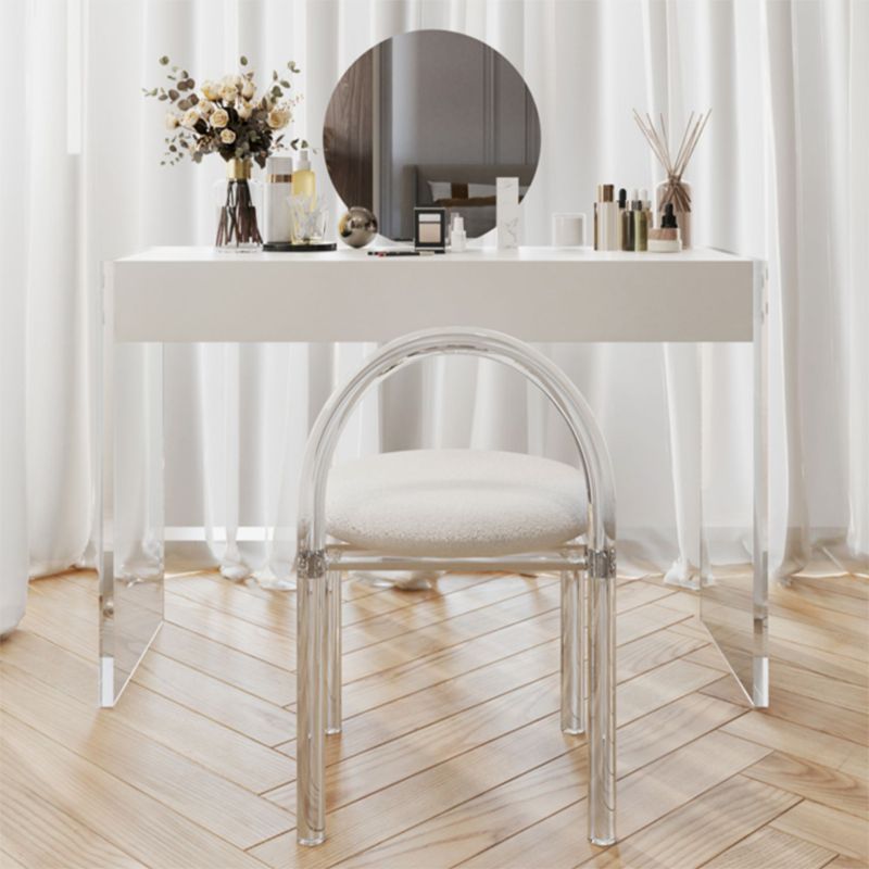Modern 29.53" H Clear Acrylic Vanity Table Set with Mirror and Stool in White
