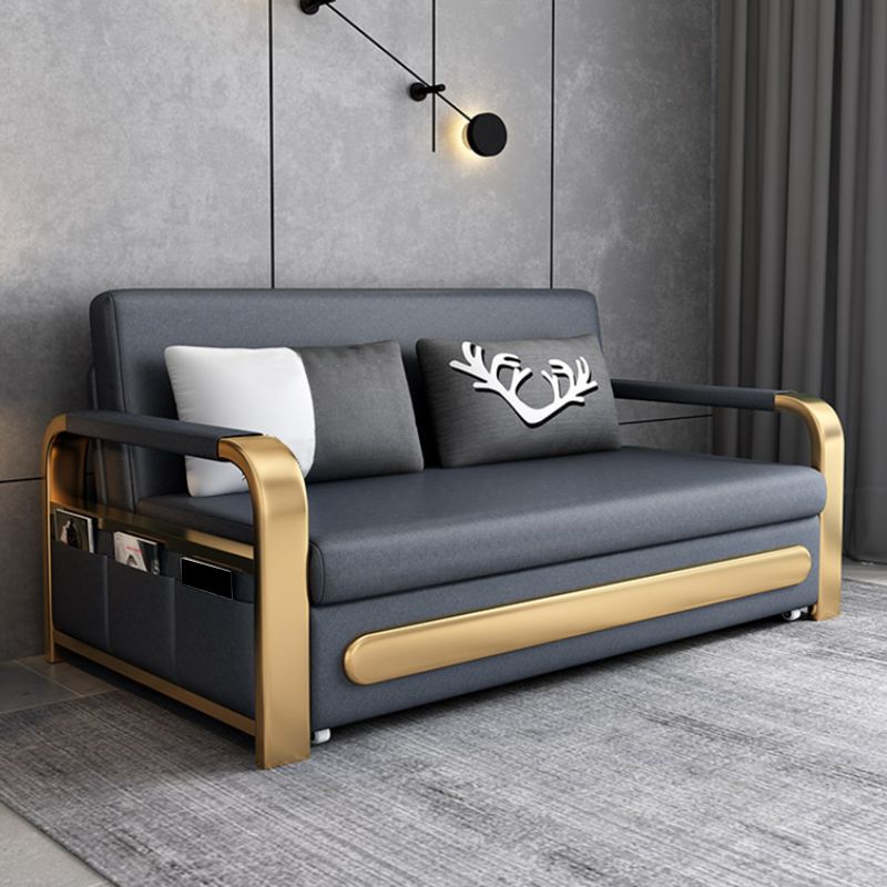 33" Wide Glam Futon Sofa Bed Gray Leather Futon Sleeper Sofa