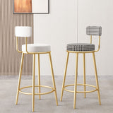 Sgabello da bar in ferro controporte senza braccioli glam con pedale e cuscino per bar