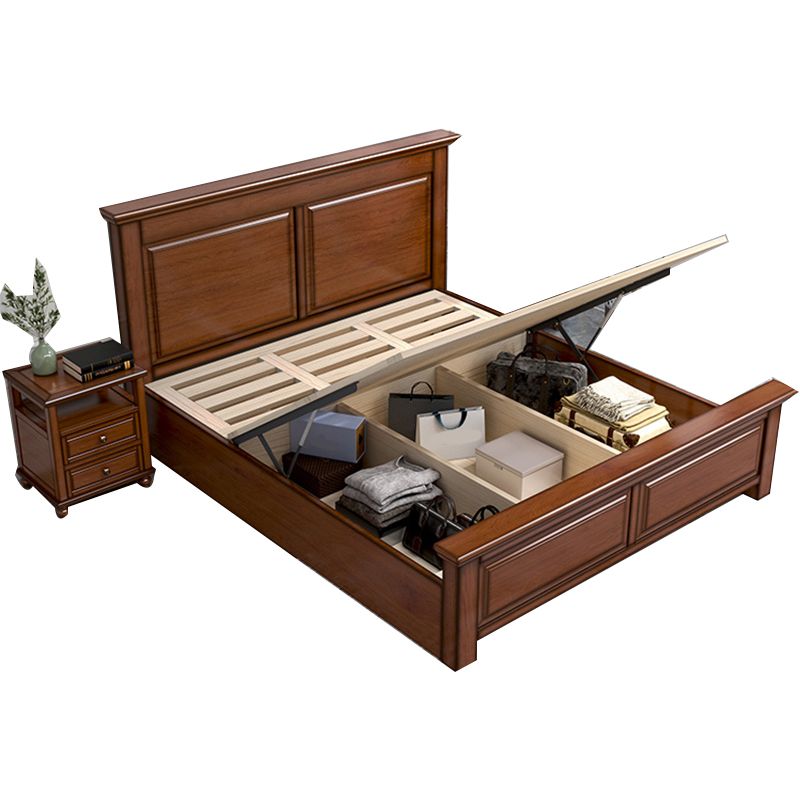 Mid-Century Modern Standard Bed Mahogany Espresso Panel Bed with Headboard Clearhalo 'Bedroom Furniture' 'Beds' 'furn' 'furn_beds' 'Furniture' 1200x1200_4e584c3a-cba4-4fcd-a01a-8736946f49a1