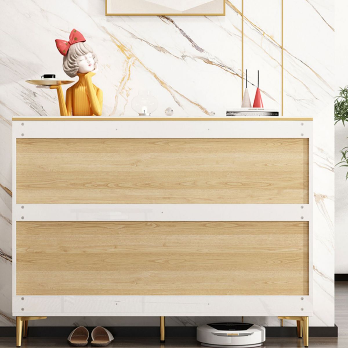 Coffre de rangement de rangement de style glamour coffre de rangement en bois avec poignée noire / or