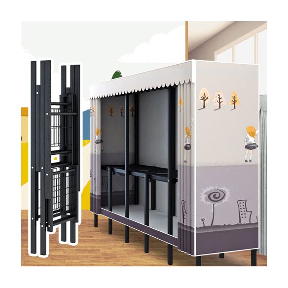 Black Steel Frame Wardrobe Armoire Contemporary Folding Wardrobe Cabinet Clearhalo 'Armoires & Wardrobes' 'armoires_wardrobes' 'Bedroom Furniture' 'furn' 'furn_armoires_wardrobes' 'Furniture' 1200x1200_4e5d860c-9dd9-42e1-9573-8e1a8f469ec3