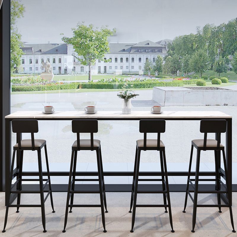 Industriële metalen barkrukken Low Back Bar -ontlasting met zwarte benen