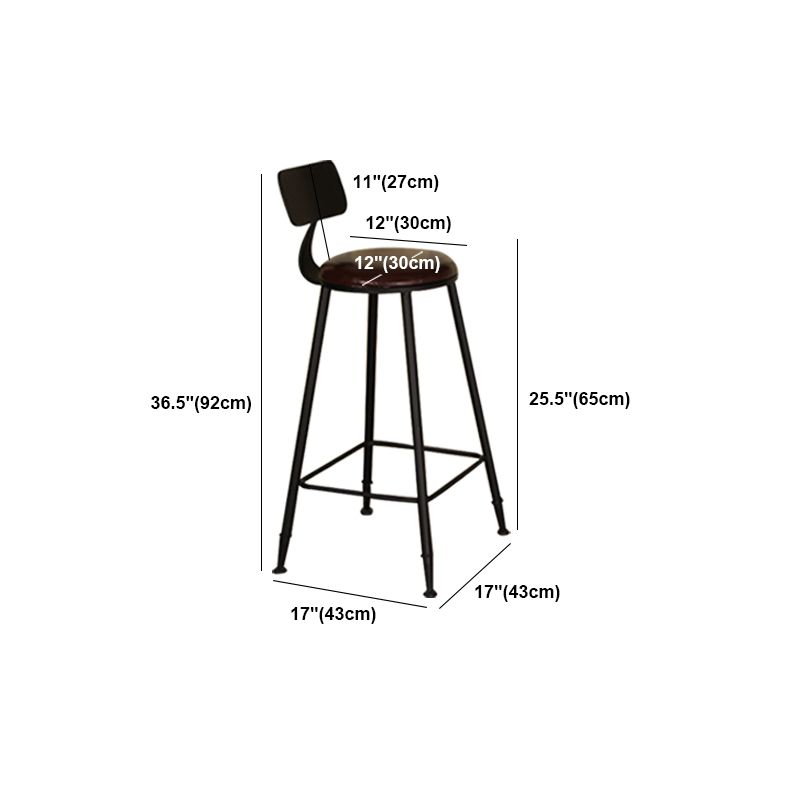 Industrial Backrest Armless Counter Stool Iron Cafe Bar Stool with Seat and Pedal