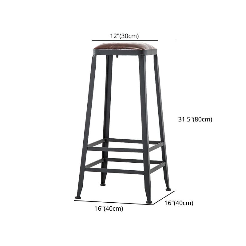 Industrial Iron Armless Footrest Stool Brown Upholstered Stool for Bristol Clearhalo 'Bar Furniture' 'Bar Stools' 'bar_stools' 'furn' 'furn_bar_stools' 'furniture_bar_stools' 'Kitchen & Dining Furniture' 'kitchen&dining_furn' 'kitchen' 'kitchen_furn' Furniture' 1200x1200_4e66b57d-84de-4b3c-8790-69ccf6bd31e0