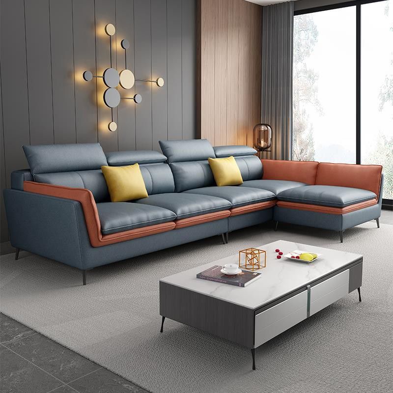 Scandinavian Faux Leather Seating Living Room Flared Arm Cushions sofa Clearhalo 'furn' 'furn_sectionals' 'Furniture' 'Living Room Furniture' 'Sectionals' 1200x1200_4e675d5e-ac83-41f9-a67a-ffb00c23a3b1