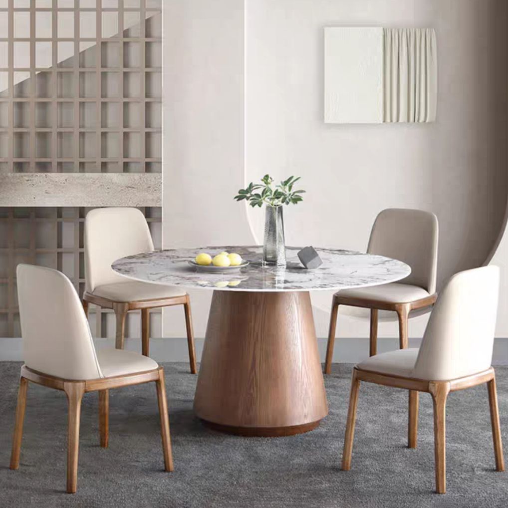 Scandinavian Sintered Stone Table Set of 5/7 with Round Table Dining Set with Leather Chairs Clearhalo 'Dining Room Sets' 'Dining Tables & Seating' 'dining_room_set' 'furn' 'furn_dining_room_set' 'Furniture' 'furniture_dining_room_set' 'Kitchen & Dining Furniture' 'kitchen&dining_furn' 'kitchen' 1200x1200_4e67c157-2fd5-4799-8f72-e42ba3d4b3e4