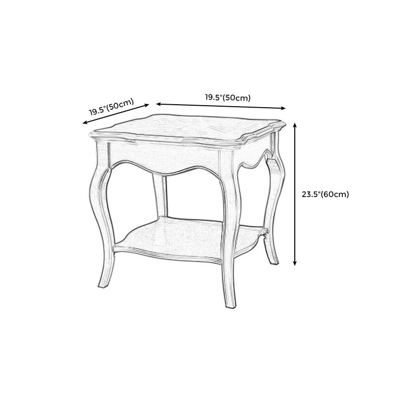 Wood Brown Square Modern Block Side Table Pedestal End Table