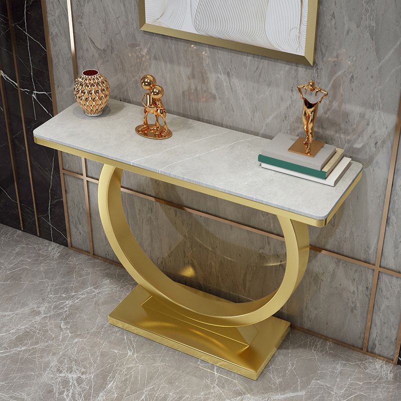 Mesa de consola de piedra moderna mesa de acento de 31.5 pulgadas de altura con estante