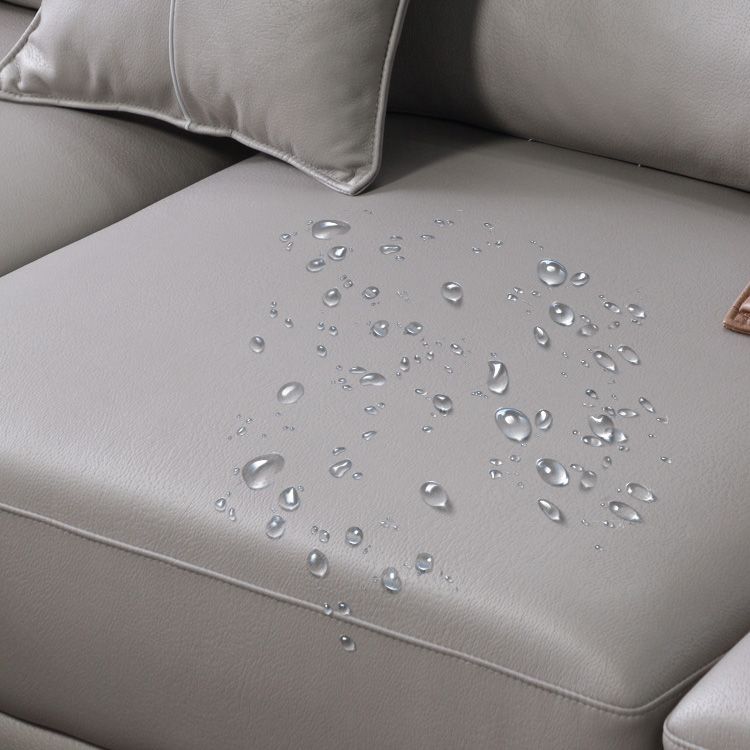 Sala de estar industrial Setente Faux Faux Leather Square Cushions Sofá