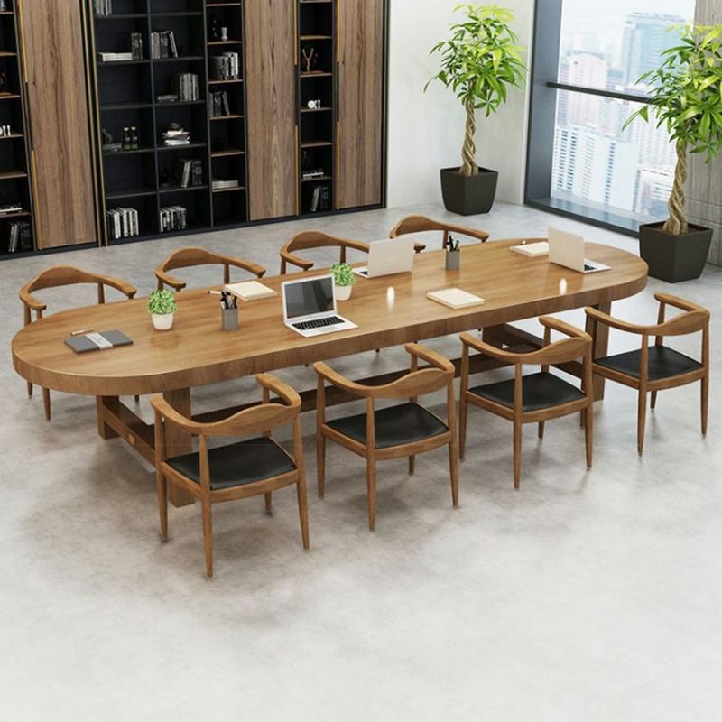 Industrial Solid Wood Writing Desk 29.53-inch Tall Oval Office Desk Clearhalo 'furn' 'furn_office_desk' 'Furniture' 'Office Desks' 'Office Furniture' 'office_desk' 1200x1200_4e6cca7a-e9ba-4336-95a0-c33a81db3a73