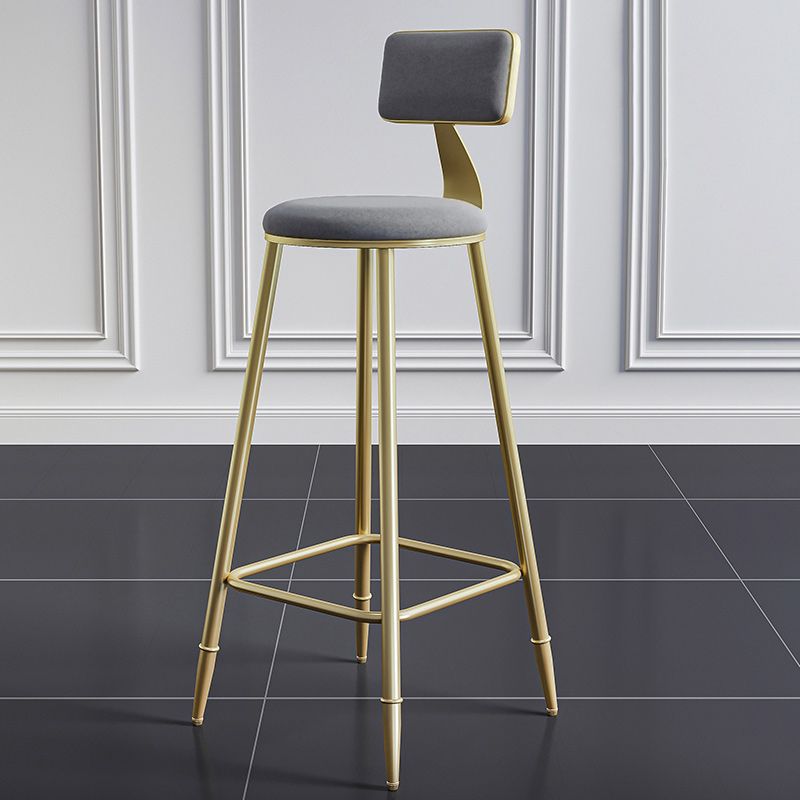 Nordic Armless Backrest Counter Stool Iron Dessert Shop Bar Stool with Velvet Cushion Clearhalo 'Bar Furniture' 'Bar Stools' 'bar_stools' 'furn' 'furn_bar_stools' 'Furniture' 'furniture_bar_stools' 'Kitchen & Dining Furniture' 1200x1200_4e6e41bb-1a57-48f7-b099-136e5d1592ab