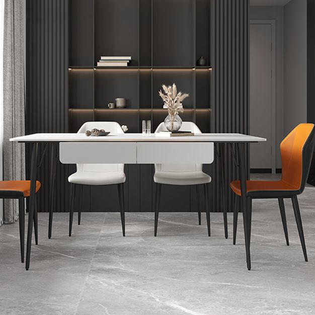 Modern Style Dining Table Rectangle Sintered Stone 4 Legs Dining Table for Kitchen Clearhalo ' dining_table' 'Dining Tables & Seating' 'Dining Tables' 'furn' 'furn_dining_table' 'Furniture' 'furniture_dining_table' 'Kitchen & Dining Furniture' 'kitchen&dining_furn' 'kitchen' 'kitchen_dining_table' 1200x1200_4e71056e-a93d-4153-8fa9-eadf7a35cf58