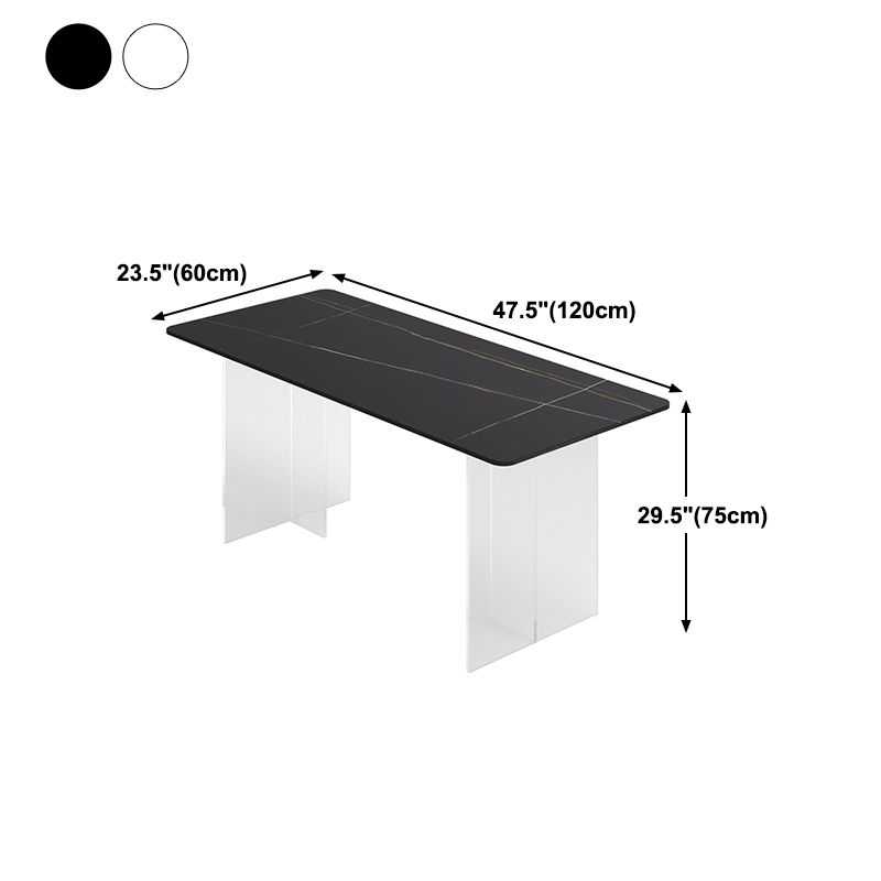 Rectangle Stone Modern Dining table Clear Double Pedestal Dining Table Clearhalo 'Dining Tables & Seating' 'Dining Tables' 'dining_table' 'furn' 'furn_dining_table' 'Furniture' 'furniture_dining_table' 'Kitchen & Dining Furniture' 'kitchen' 'kitchen_dining_table' 1200x1200_4e7142cb-2b8a-4480-a3e8-e4acda625ca0