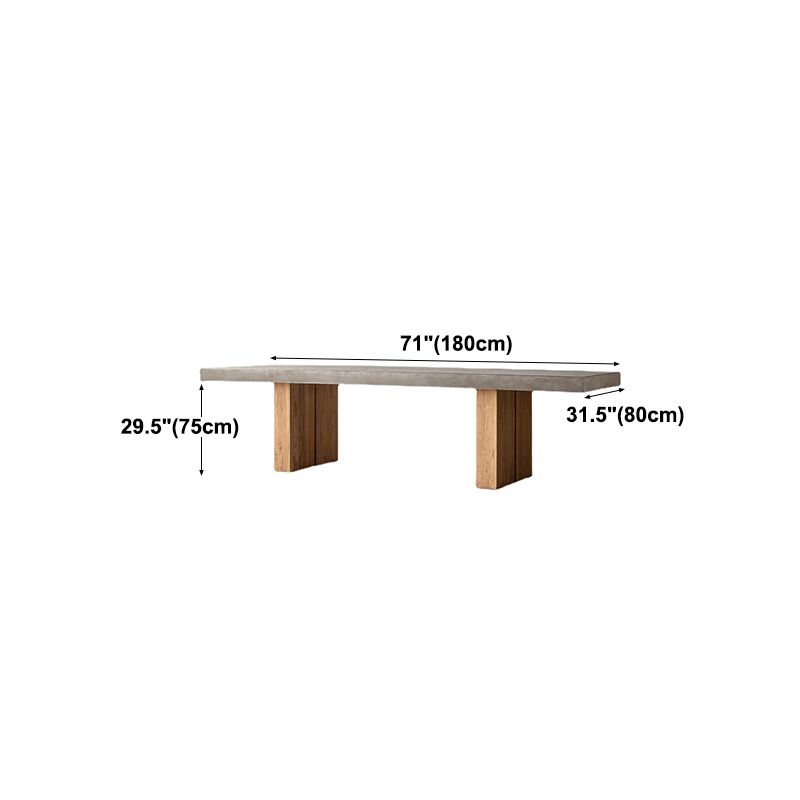 Modern Rectangle Dining table Solid Wood Double Pedestal Table in Grey Clearhalo 'Dining Tables & Seating' 'Dining Tables' 'dining_table' 'furn' 'furn_dining_table' 'Furniture' 'furniture_dining_table' 'Kitchen & Dining Furniture' 'kitchen' 'kitchen_dining_table' 1200x1200_4e714f8d-efab-4bee-a5cf-ac98f66cc82e