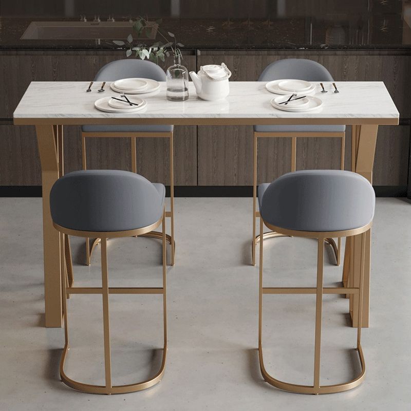 Glam 1/2/5 Pieces Bar Table Set Rectangle Bar Table with Metal High Stools Clearhalo 'Bar Furniture' 'furn' 'furn_home_bar_bar_sets' 'Furniture' 'Home Bars & Bar Sets' 'home_bar_bar_sets' 'Kitchen & Dining Furniture' 1200x1200_4e72e8d3-4c29-45e8-930c-c5aaa95a9319