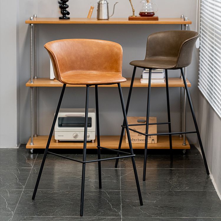 Indoor Leather Bar & Counter Stool Industrial Footrest Low Back Bucket Counter Chair Clearhalo 'Bar Furniture' 'Bar Stools' 'bar_stools' 'furn' 'furn_bar_stools' 'Furniture' 'Kitchen & Dining Furniture' 1200x1200_4e733177-16d0-4762-ae4f-1f9a37873c36