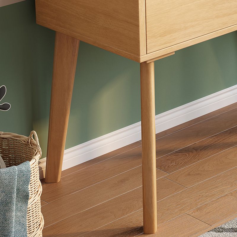 Scandinavian Wood Vanity and Stool Dressing Table with Storage