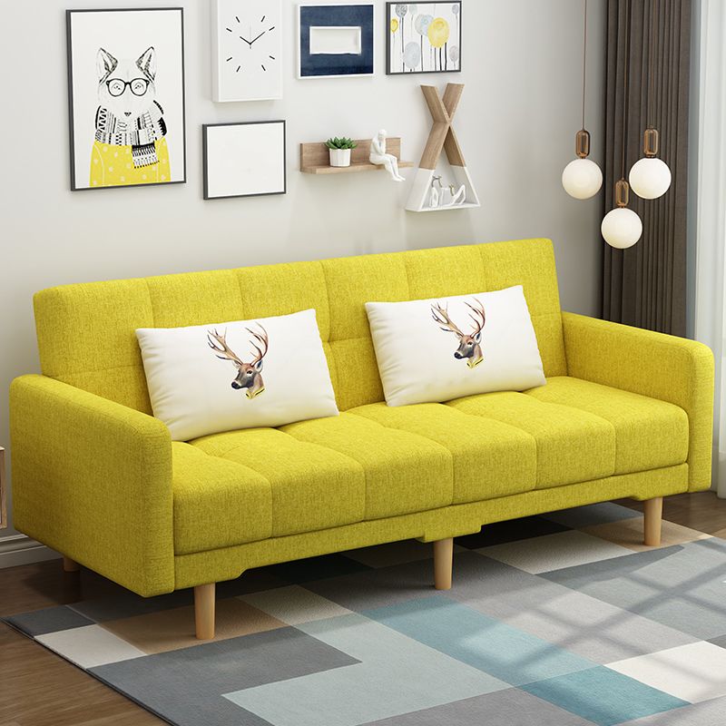 コンテンポラリービスケットバックスタンダードスクエアアームファブリックステーションソファ