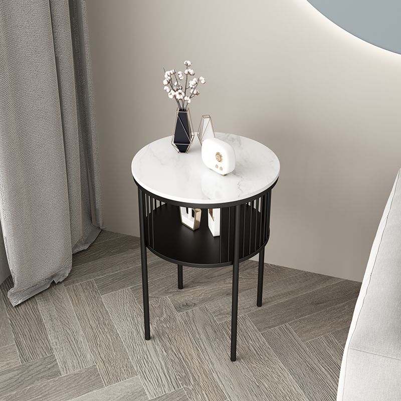 Contemporary Metal 4 Legs End Table Round Double Tier End Table Clearhalo 'Coffee & Accent Tables' 'End & Side Tables' 'end_side_tables' 'furn' 'furn_end_side_tables' 'Furniture' 'Living Room Furniture' 1200x1200_4e7379f7-3c20-4f13-b7b2-09a67fd599e0