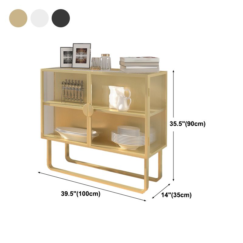 Glam Living Room Buffet 35.5"H Metal Glass Doors Sideboard for Kitchen Clearhalo 'buffet_sideboard' 'Buffets & Sideboards' 'furn' 'furn_buffet_sideboard' 'Furniture' 'Kitchen & Dining Furniture' 1200x1200_4e745cd2-f5f8-4ef5-91b6-97a88e0b6397