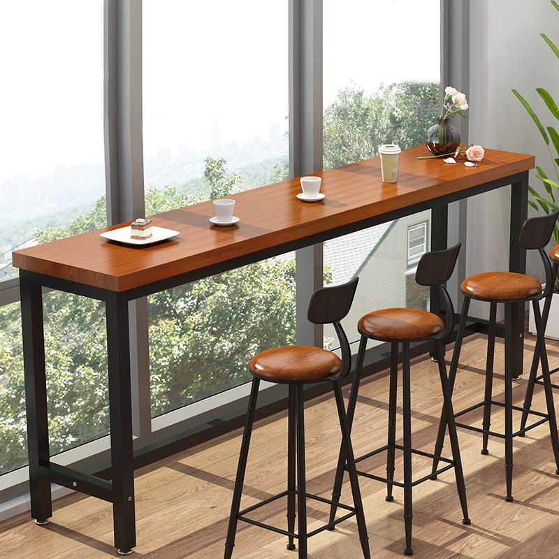 Industrial Wooden 1/2/5 Pieces Bar Table Set Rectangle Bar Table with Metal Legs Clearhalo 'Bar Furniture' 'furn' 'furn_home_bar_bar_sets' 'Furniture' 'Home Bars & Bar Sets' 'home_bar_bar_sets' 'Kitchen & Dining Furniture' 1200x1200_4e7471aa-dcb7-4516-bb2b-f57df2cfcd36