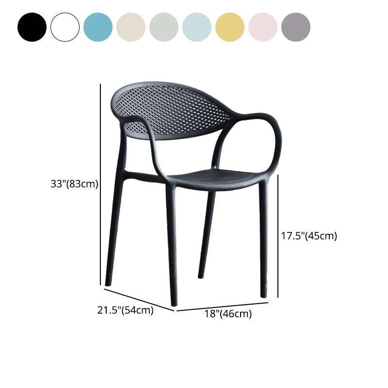 Plastic Modern Indoor-Outdoor Dining Chairs Solid Back Arm Chair Clearhalo ' kitchen&dining_furn' 'Dining Chairs' 'Dining Tables & Seating' 'dining_chair' 'Furniture' 'furniture_dining_chair' 'Kitchen & Dining Furniture' 'kitchen' 1200x1200_4e756676-5236-41c8-927e-89bf554097cf
