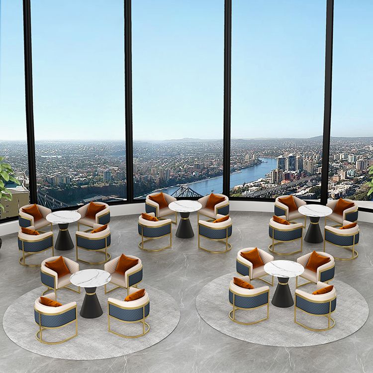 Glam Sintered Stone Dining Set Round 1/2/5 Pieces Dining Table Set for Home Use