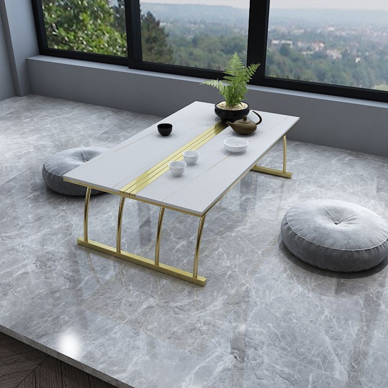 Glam da 11,8 "h tavolo da caffè in ardesia rettangolo tavolino in acciaio cocktail