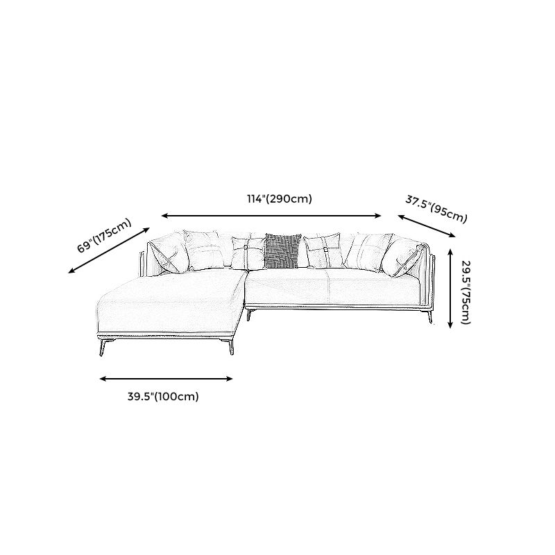 Modern Faux Leather Pillow Top Arm Sofa/Sectional Pillowed Back Cushions for Apartment Clearhalo 'furn' 'furn_sectionals' 'Furniture' 'furniture_sectionals' 'kitchen' 'kitchen_sectionals' 'Living Room Furniture' 'Sectionals' 1200x1200_4e7a6d47-8d57-452c-b0eb-d14e1d01ad44