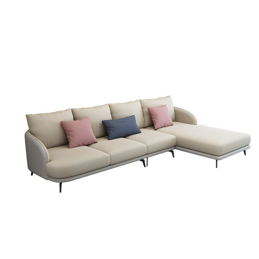 126"L √ó 67"W Faux Leather Sofa and Chaise Cushion Back Sectional with Sloped Arms Clearhalo 'furn' 'furn_sectionals' 'Furniture' 'furniture_sectionals' 'Living Room Furniture' 'Sectionals' 1200x1200_4e7e0fe1-c829-40ae-ba3e-e958e514d001