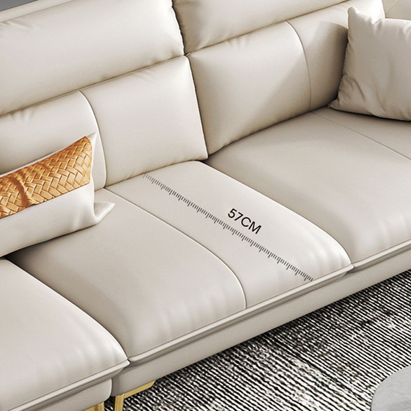 Divano sezionale in pelle autentica da 37,4 "divano ad alta crema con cuscino
