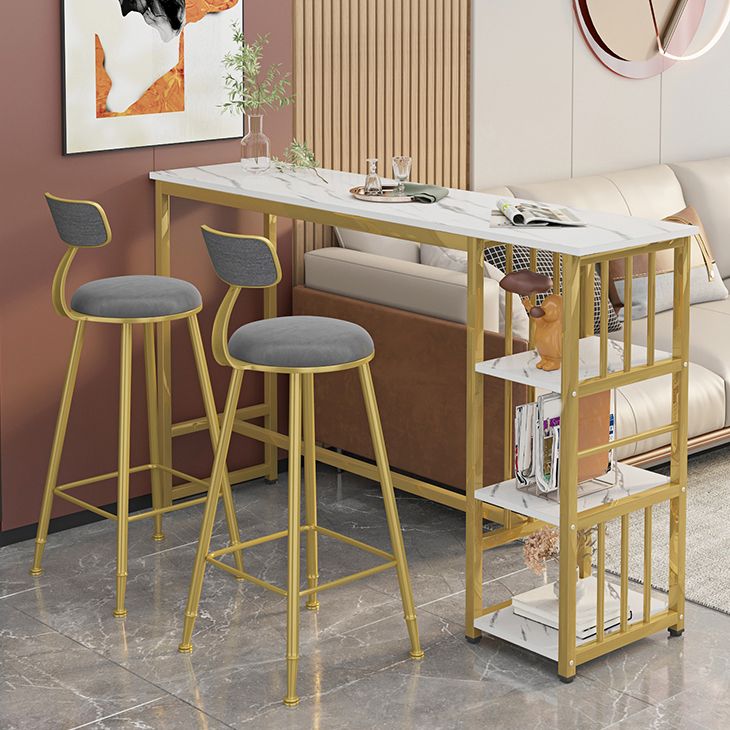 Modern Style Bistro Bar Table Rectangle Gold Frame Bar Table Clearhalo 'Bar Furniture' 'Bar Tables' 'bar_tables' 'furn' 'furn_bar_tables' 'Furniture' 'Kitchen & Dining Furniture' 1200x1200_4e80e996-5836-4bef-90d0-ea6242c7555b