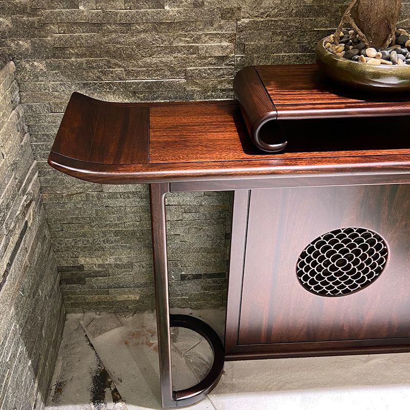 Tavolo console contemporanea a forma di rettangolo tavolo da divano console in legno massiccio marrone