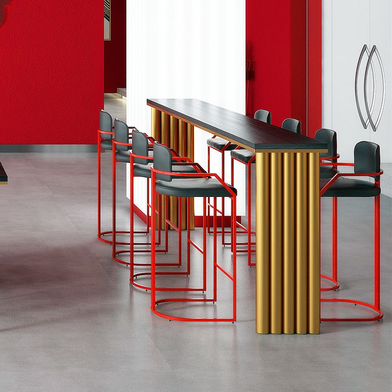 Black Top Bar Dining Table Traditional Luxury Rectangle Bar Table with Sled Base Clearhalo 'Bar Furniture' 'Bar Tables' 'bar_tables' 'furn' 'furn_bar_tables' 'Furniture' 'Kitchen & Dining Furniture' 1200x1200_4e826c5c-09d6-4532-bb18-af94624fd15b