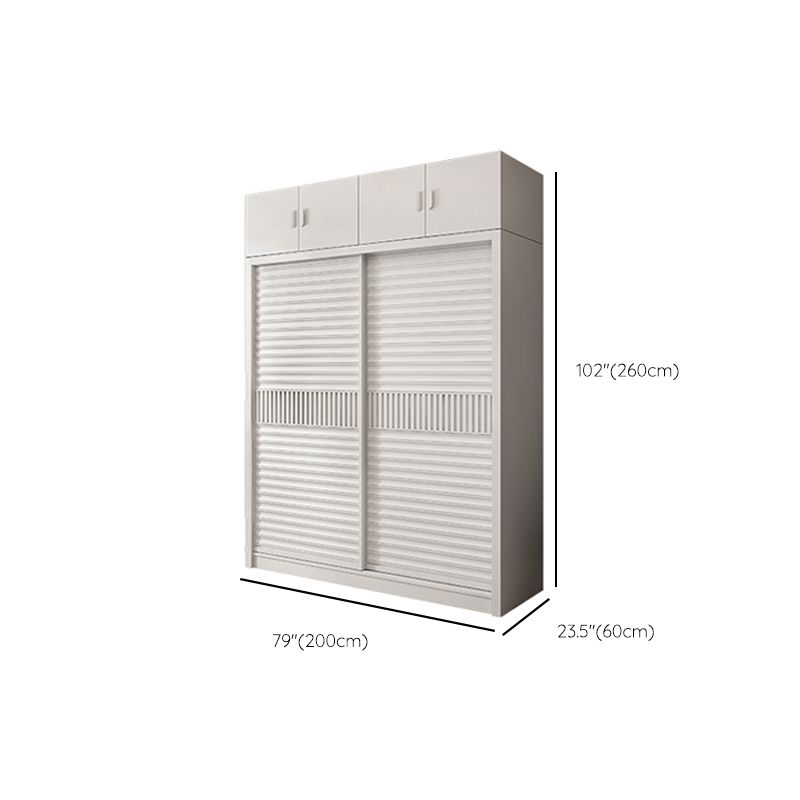 Weißer Schiebetschrankschrank mit Regalen Holzgarderobe Armoire