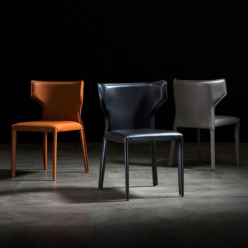 Sedia per sala da pranzo in pelle moderna sedia a braccialessino.