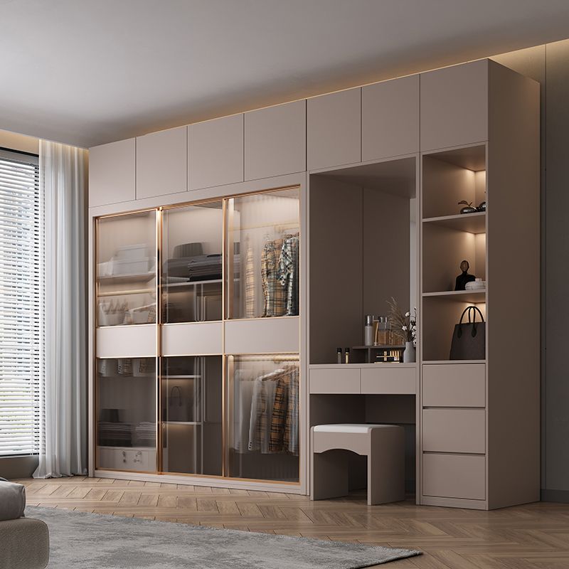 Glijdende garderobe kast met lade hedendaagse garderobe armoire